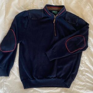 Orvis Vintage Men's Dark Blue Quarter Zip Rugged Sweater
